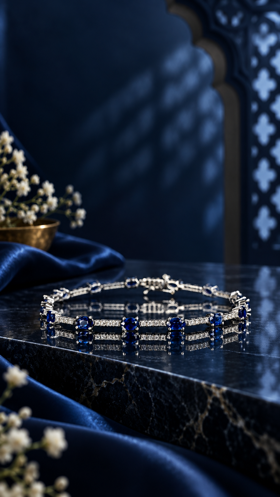 Blue Sapphire & Diamond Bracelet